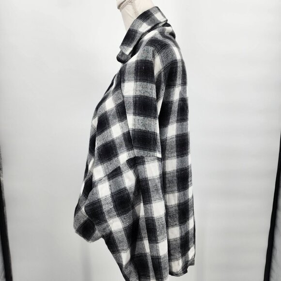 SHEIN Twist Knot Oversized Long Sleeve Plaid Button Front Shirt XS NWT - Picture 5 of 11
